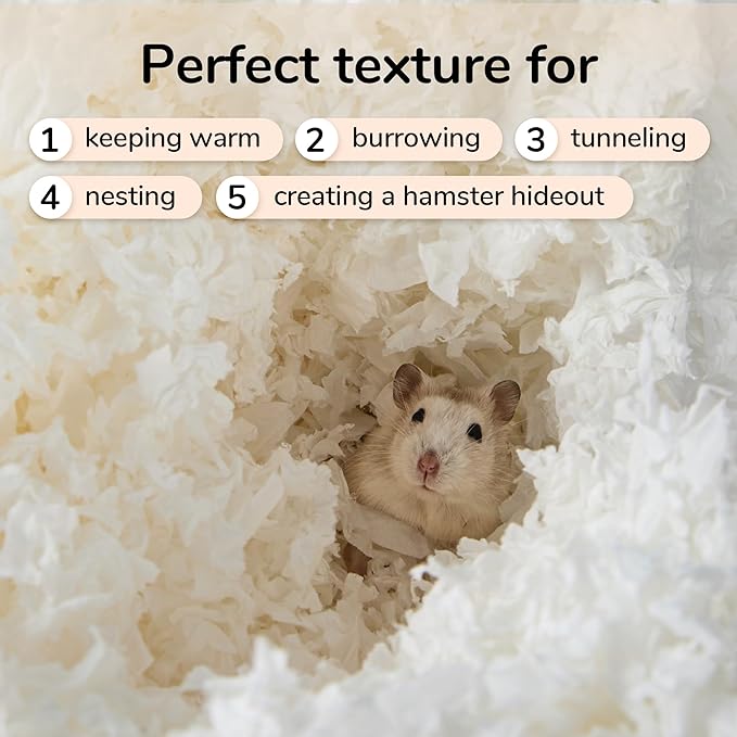 Dust-Free Soft Natural Paper Hamster Bedding with Odor Control, Strong Absorption, for Hamsters, Guinea Pig, Hedgehogs, Rabbits, Chinchilla, Rats, Mice, Small Animals, 80 Liters (White + Yellow)