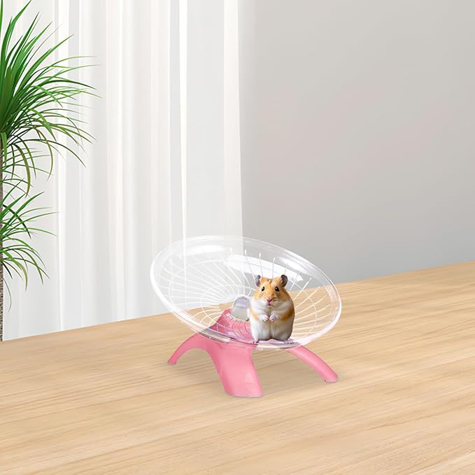 GLEAVI 4pcs Silent Hamster Exercise Wheels Pet Flying Saucer Running Wheels Small Animal Spinner Tray for Hamsters Gerbils Mice