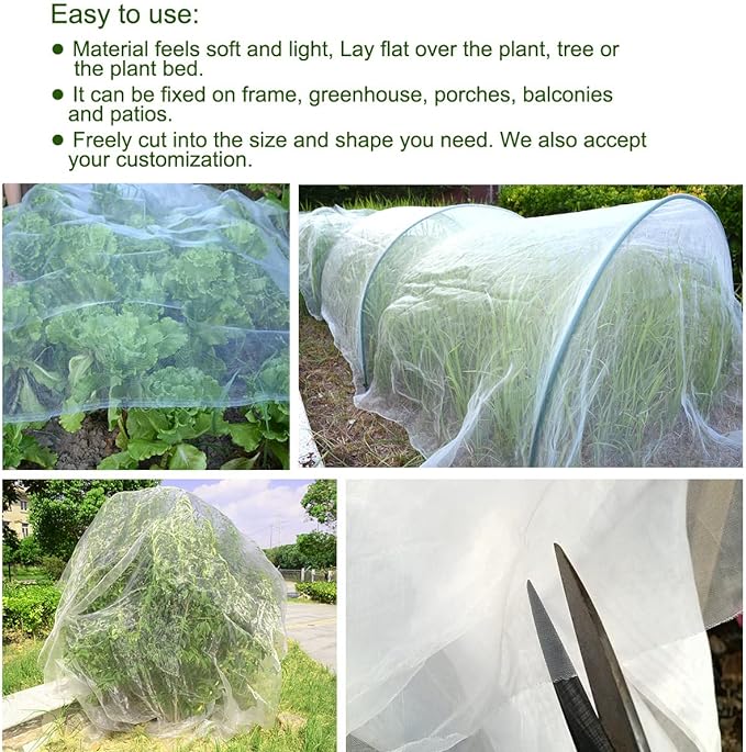 6.5x50Ft Mosquito Bug Insect Bird Fine Mesh Net Barrier Hunting Blind Garden Screen Netting for Protect Your Plant Fruits Flower