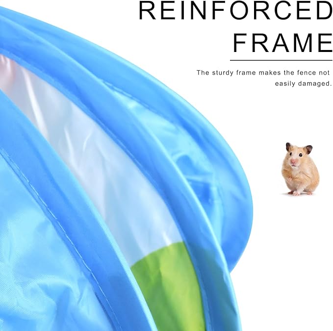 WishLotus Small Animal Playpen, Portable Outdoor Pet Exercise Fence Pop-Up Metal Wire Yard Fences, Foldable Pet Tent Play Pen for Guinea Pig, Hamster, Chinchillas and Hedgehogs, Rabbits (Blue)