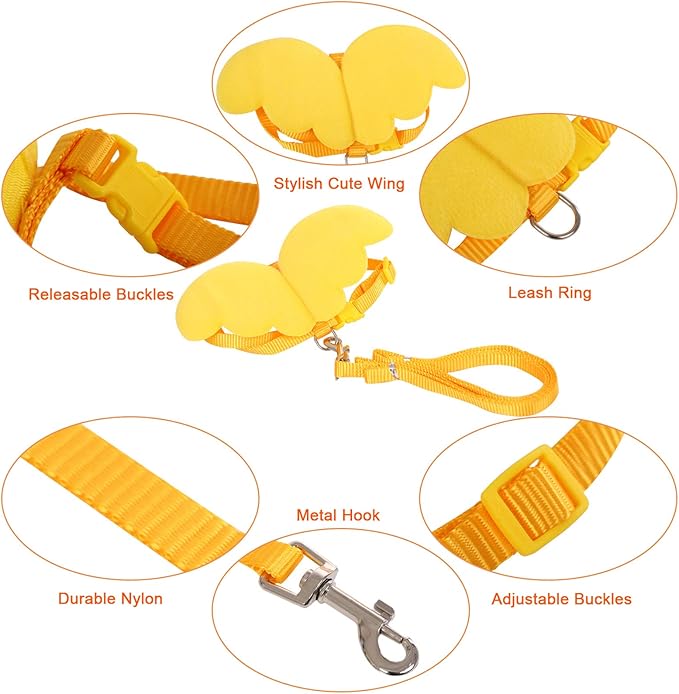 KAMA BRIDAL Duck Walking Harness and Leash Chicken Duck Outdoor Training Rope Adjustable Rope for Pet Poultry Hen Cock (M, Yellow)