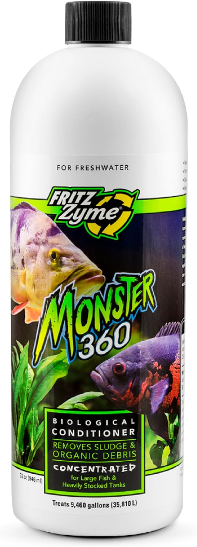 Fritz Aquatics 75032 FritzZyme Monster 360 Concentrated Biological Conditioner for Fresh Water Aquariums, 32-Ounce