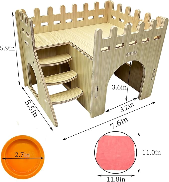 Hamster Hideout Hamster Wood House Maze Platform Detachable Cage Accessories for Rat Dwarf Hamster Gerbil Sugar Glider