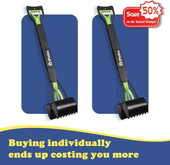 32 inch Pooper Scooper for Large Dogs 2-Pack – Long Handle Dog Poop Scooper for Yard, No Bending Save Back, Ease of Pickup, Grass Friendly, Sturdiness
