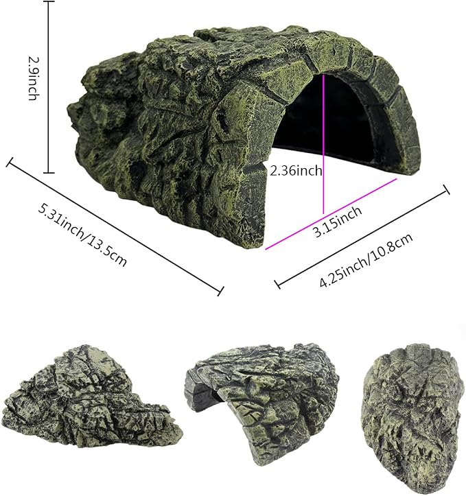 Reptile Hideout Cave, Aquarium Fish Hide Cave Decoration, Small Turtle Basking Platform Resin Rock Fish Tank Hides Habitat Decorations Reptile Hideout Nest Habitat
