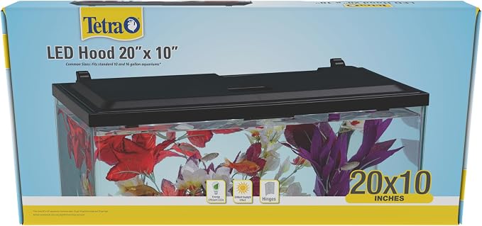 Tetra LED Aquarium Hood 20 in x 10 in, Low-Profile Fish Tank Cover | With Hidden Lighting