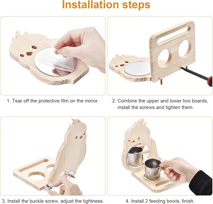 Natural Wood Bird Perch, Parrot Cage Accessories, Suitable for Parakeets, Cockatiels, Lovebirds, Tool-Free Adjustable Bird Cage Supplies & Bird Toys