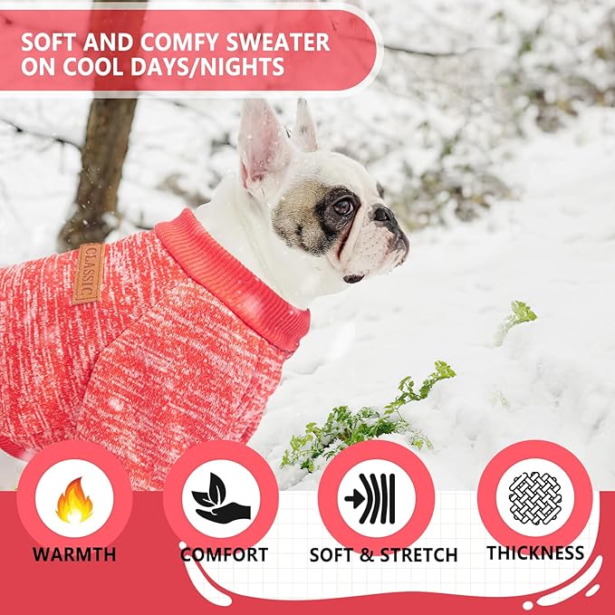 2 Pieces Dog Sweaters for Small Dogs Fall Puppy Clothes Female Winter Fleece Pet Small Dog Sweater for Boy Girl Dogs Yorkie, Chihuahua, Bulldog, Dachshund, Pug,Large