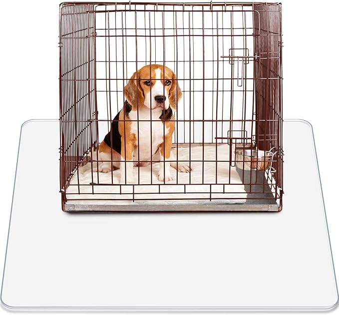 Cinnvoice Under Dog Crate Mat PVC Under Cage Mat Pet Floor Protector 48 x 48 Inch Waterproof Bird Cage Liner Washable Dog Kennel Puppy Pee Training Water Resistant Pad to Protect Floors, Clear