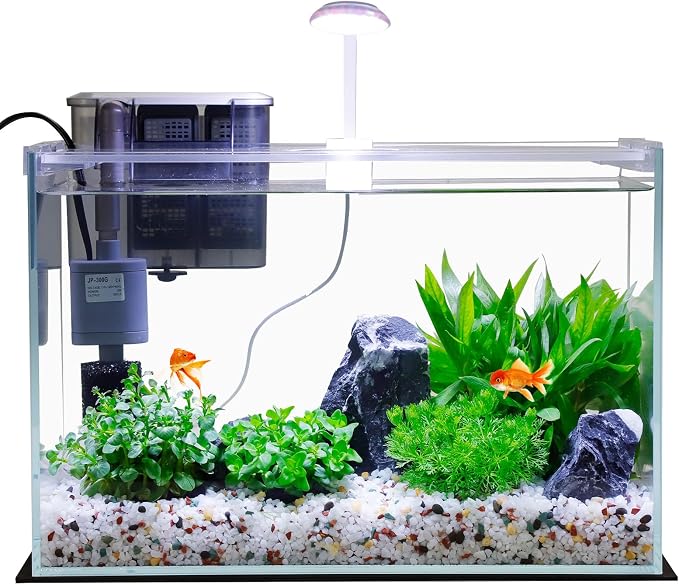 Vimvins Small Aquarium Filter, Quiet Fish Tank HOB Filters for 2 to 10 Gallon Aquariums, Adjustable Flow（Model: 302）