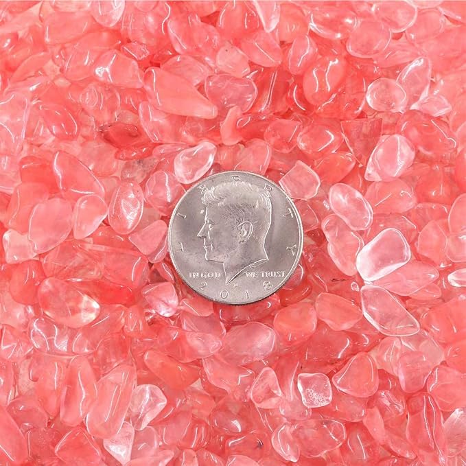 WAYBER Crushed Pink Man-Made Quartz Decorative Gravel Stones, 2 Lbs (920g) | Toxin-free, Colorfast, Great for Reiki Healing, DIY Crafts, Vase Filler, Aquarium Landscaping & Planter Décor