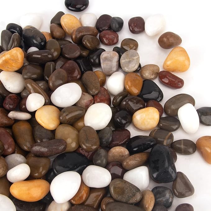 CFKJ [18 Pounds] Aquarium Gravel River Rock, Natural Polished Decorative Gravel,Garden Outdoor Ornamental River Pebbles Rocks, Polished Pebbles, Mixed Color Stones for Landscaping Vase Fillers (18.1)