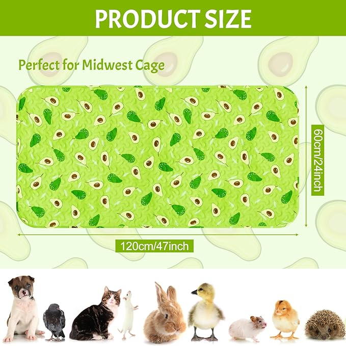 Huhumy 2 Pcs 47 x 24 Inch Guinea Pig Washable Cage Liners Reusable Mat Non Slip Absorbent Guinea Pig Pads for Small Animals Bedding Hamster Rabbit Rat(Cute Style)