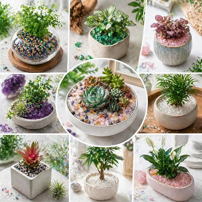 5‑7mm Crystal Gravel 1 lb in Small Box | White Quartz, Rose Quartz, Green Fluorite, Rainbow Crystal, Cat’s Eye, Amethyst | Fish Tank, Planter, DIY, Meditation Decor (Cat’s Eye)