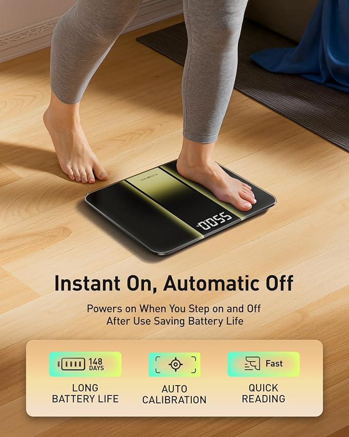 RunStar 14-Inch Scale for Body Weight 550lbs, Extra Wide Platform Digital Bathroom Scale Highly Accurate, Large LED Display, Baby/Pet Mode, 8mm Tempered Glass for Heavy People