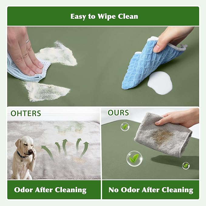 Vonabem Outdoor Dog Bed Waterproof Washable, XXL Crate Pad 48 Inch, Cooling Wipeable Leather Pet Beds with Removable Cover Reversible, Durable Anti-Slip Kennel Pads 47"x29" Green