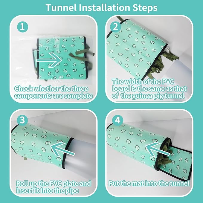 PINVNBY Guinea Pig Hideout Washable Guinea Pig Tunnel with Curtains Soft Hamster House with Cushion for Chinchillas Hedgehogs Hamster Bunny Ferrets and Rat Cage Accessories(Blue)