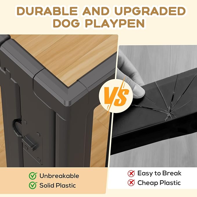 Dog Playpen, Clear Dog Pen, Dog Pen Indoor, Easy to Install and Remove Dog Play Pen, Puppy Playpen Suitable for Dogs, Cats,Dog Playpen Indoor(Black, 23.6 Inch Height, 8 Panels)