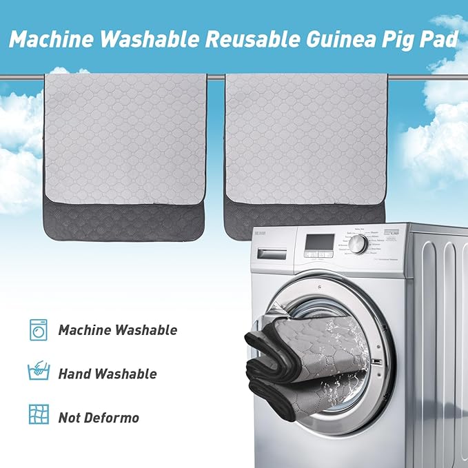 Guinea Pig Cage Liners, 36''X36'' Washable Guinea Pig Pee Pads, Non Slip Reusable Super Absorbent Guinea Pig Training Mat Bedding Fleece for Small Animals Hamster Rabbit Chinchilla Rat, 2Pack