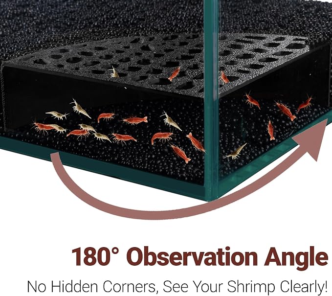 2-Pack Black Shrimp Hides for Aquarium - Stealth Cave with Multi-Sized Holes, 180° Viewing & Stable Hides for Cherry/Dwarf Shrimp