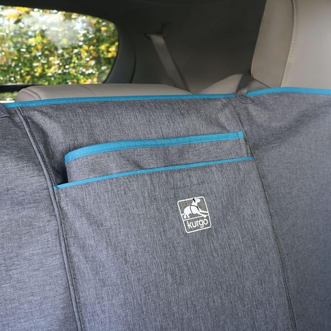Kurgo Coast to Coast Hammock - Waterproof Backseat Dog Hammock for Full Coverage - Car Seat Protector with Rufftex Floor Guard - Durable Travel Gear - Stain Resistant - Heather Charcoal Grey