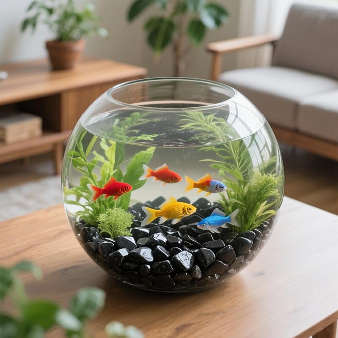 0.96LB Decorative Stones Fish Tank Gravel Succulent Rocks Natural Pebbles Vase Filler Aquarium Decor Crushed Quartz Polished Irregular Shaped Bulk - Black Obsidian