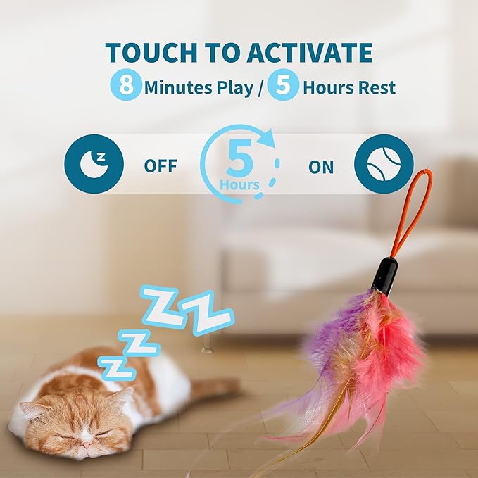 Interactive Cat Toys for Indoor Cats: Automatic Door Hanging Toy with Feather Wand, Quiet Self Play Chase Exercise Enrichment for Bored Kittens, Adult, Multi Cat Households, Type-C Durable Safe Toy