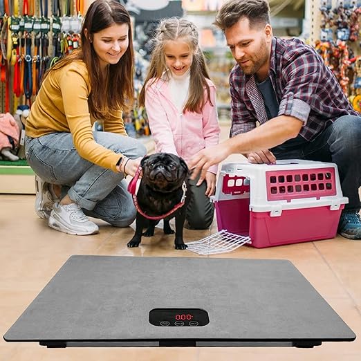 Digital Pet Scale for Dogs, 25.6 X 17.7inchs, Max 220 lbs, Animal Scale Platform, 3 Weighing Modes, kg, oz, lb, Precision 10g, Black