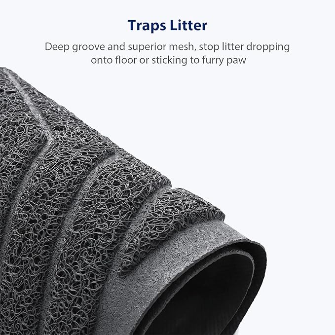 WePet Cat Litter Box Mat(No. 02-2), Kitty Premium PVC Pad, Durable Trapping Rug, Phthalate Free, Urine-Resistant, Scatter Control, XXL 47 x 36, Grey