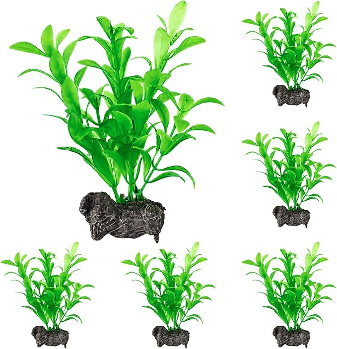 6pcs Artificial Aquarium Plastic Plants Betta Fish Tank Foreground Decor | Aquarium Silk Plants for Betta Fish Tank Plastic Aquatic Water Grass Foreground Decor Fish Tank Decorations
