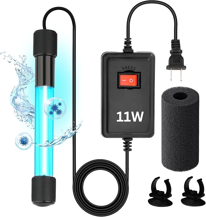 11W Water Clarifying Light for Aquarium – 11-Watt Aquarium Light with 9.84 ft Cord for Filters, Sumps, and Small Ponds | Helps Clear Green Water, Reduce Cloudiness & Promote a Bright Clear Tank