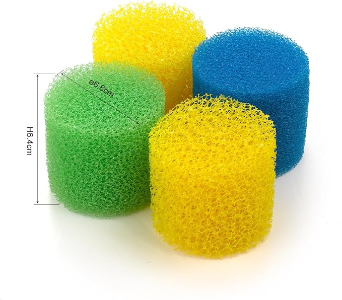 Replacement Cylindrical Fish Tank Filter Sponges 4 Pack for Model TH-300B | Washable and Reusable Biological Filter Sponge Media