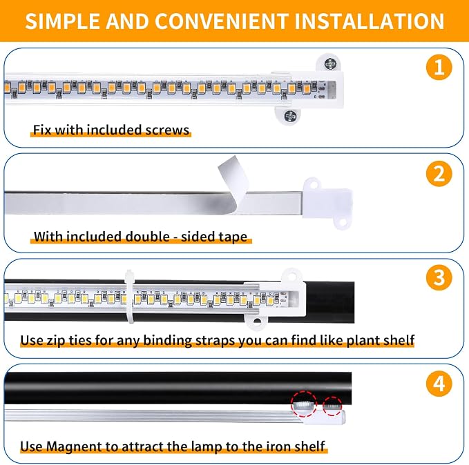 Hywyimlait Two Strip Growing Lamp for Indoor Plants, 3500K Full Spectrum LED Grow Light Strips with Auto ON/Off 3/9/12H Timer & 10 Dimmable Levels for Green House Succulent (2 Headx2 Pack)
