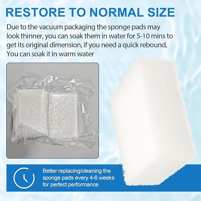Aquarium Replacement Filter Sponge Media Pads, Foam Insert Compatible with AquaClear 70/Fluval 70 Power Filters, Reusable Fish Tank Filter Media for 40-70 Gallon Aquariums - 6 Pack