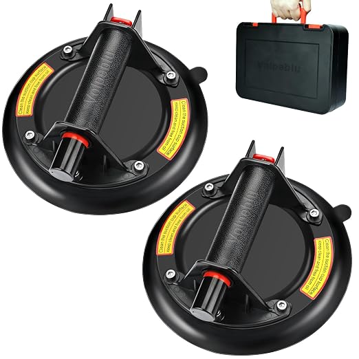 2 Pack 8" Vacuum Glass Suction Cups to Lift Large Glass | 660LBS Capacity, Heavy Duty Industrial Suction Lifter Tool for Tile, Window, Granite, Bathtubs, Fish Tanks, Carry Case