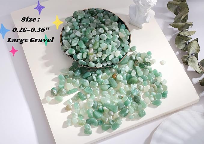Green Aventurine Crystal Polished Rocks 0.3-0.4" Tumbled Stones Chips Stone Crushed Quartz Natural Gem Home Decoration Aquarium Plants Cacti Vase Filler Landscape Bottom Ornament 0.6lb 250G