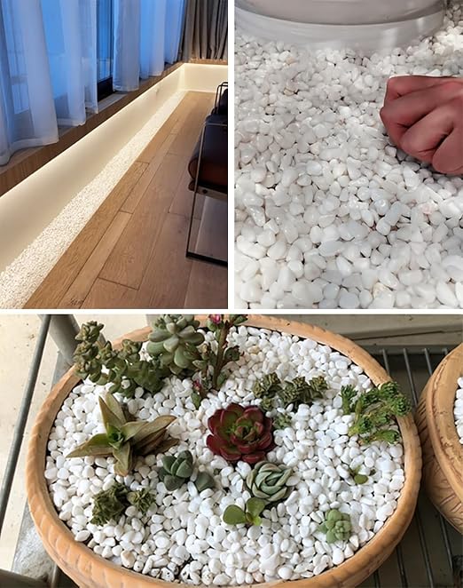 2.0 LB White Aquarium Gravel Pebbles 3/8", Natural Decorative Aquarium Substrate Small River Rocks, Mini Pebbles Stone for Fish Tank, Aquatic Plant Bonsai, Hydrophyte