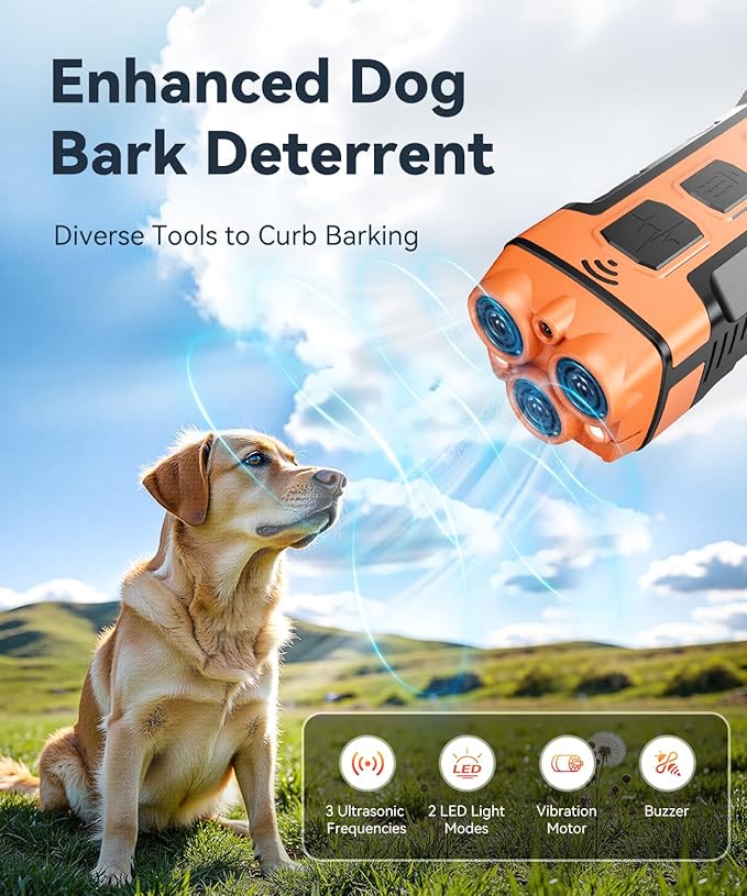 Dog Bark Deterrent Devices, Variable Frequency Ultrasonic to Stop Barking Neighbors Dog, Anti Barking Device for Dogs Training Safe & Effective Pet Corrector to Stop Digging, Fight, Bad Behavior