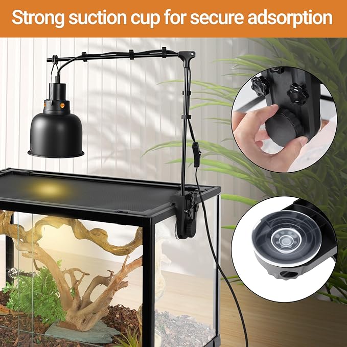 REPTI ZOO Dual Reptile Lamp Stand, Reptile Light Stand with Two Flexible Brackets, Height Adjustable (13.4 inch to 18.5 inch) for Hanging Heat Lamp Holder and Light Fixture