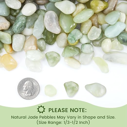 SIDONG 20 LB Jade Pebbles, 2/5 Inch Natural Decorative Polished Jade Stones, Jade River Rocks for Succulents, Cactus, Vases, Indoor Plants, Garden Landscaping, Bamboo