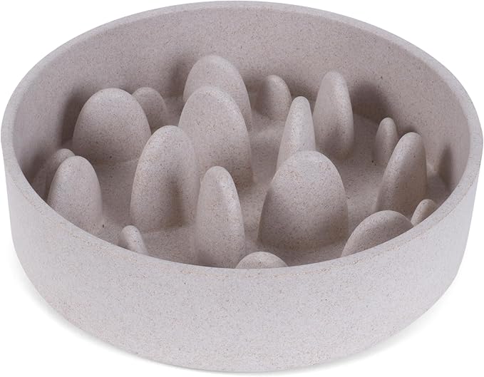 Fuzzl Titan Bamboo Slow Feeder Dog Bowl Large with Ultra Grip Rubber Base Pet Bowl 8 Inch