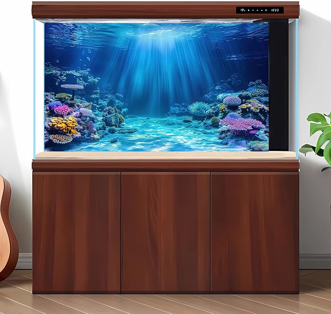 Underwater Scene Aquarium Background Under The Sea Coral Reefs Fish Tank Background Ocean Seabed Scene Sand Rocky Outcrops Terrarium Backgrounds Sunray Tropical Marine Life Tank Backgrounds 30x12in