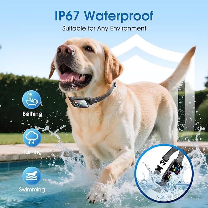 Ultrasonic Smart Bark Collar for Large Medium Small for Dogs Automatic Anti Barking Training Collar Rechargeable Bark Collar with Waterproof Vibration and Beep 7 Sensitivity Black