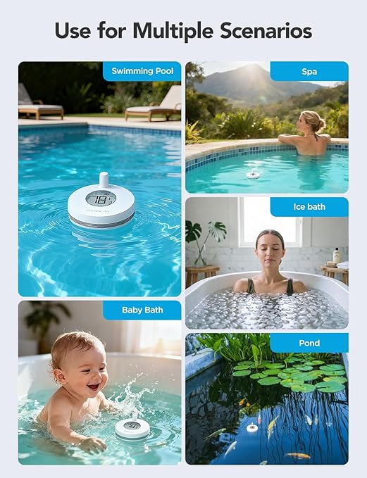 GoveeLife WiFi Pool Thermometer P1 Wireless, Water Thermometer, 2 Set | Easy Read Digital Pool Thermometer Floating, IPX7 Waterproof, APP/Email Alert, 328ft Range for Swimming, Pond, Bath,SPA