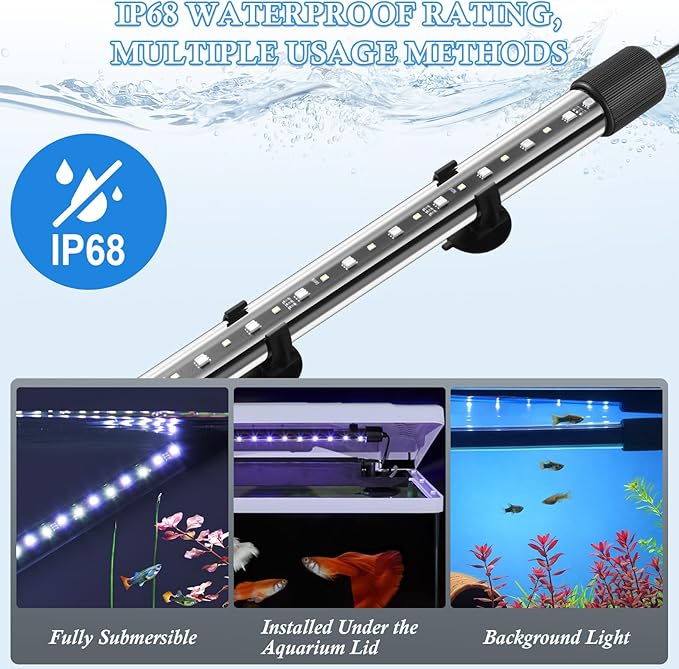 FEDOUR 11in Submersible Aquarium LED Light, 24/7 Mode Aquarium Lights with Full Spectrum RGBW LEDs, IP68 Waterproof Fish Tank Light with Dimming, Timming and Color Adjustable