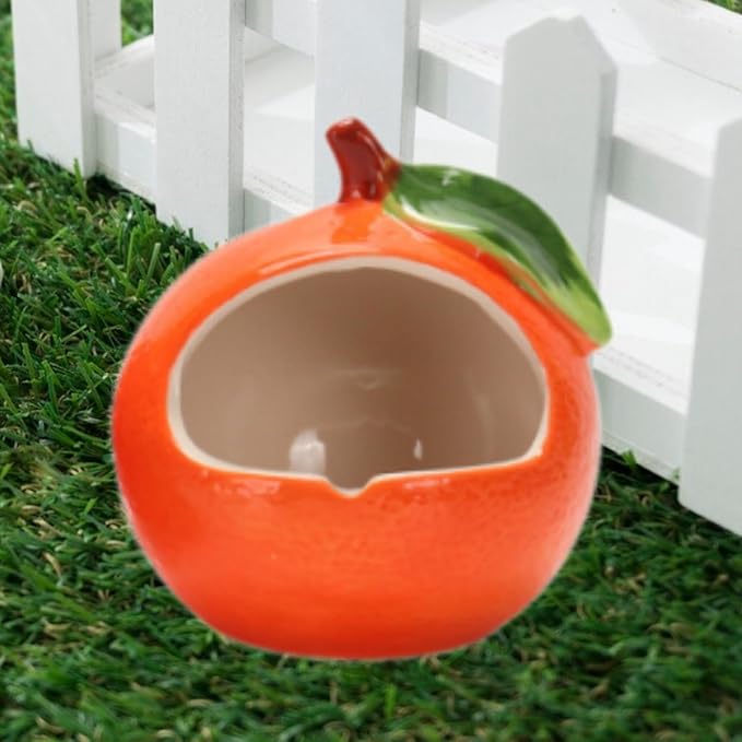 Ceramic Hamster House,Hut Cage,Hamster Cage Accessories,Cave,Cute Hamster Hideout Small Animal Hideout for Dwarf Hamste, Orange