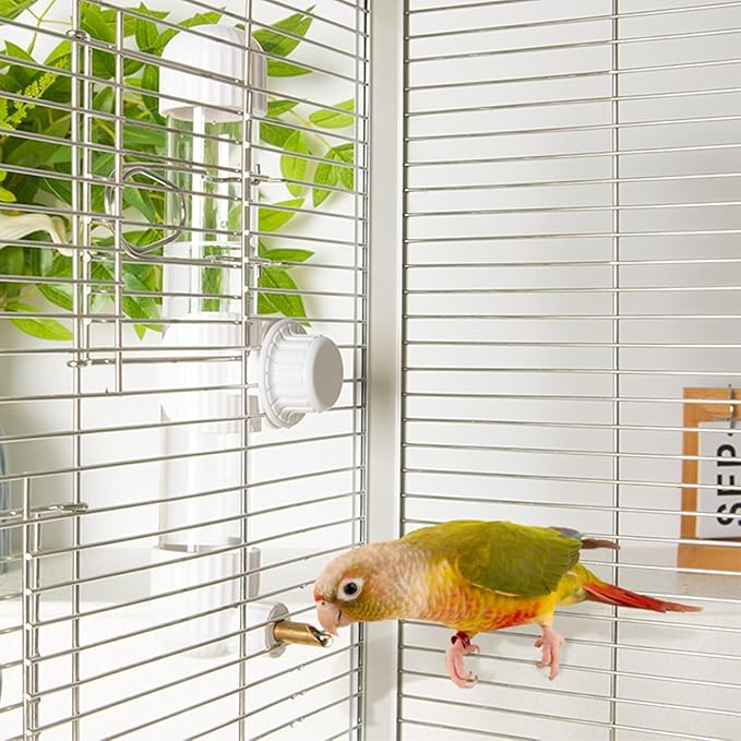 AOTU Bird Cage Accessories, Bird Water Bottle & Dispenser for Cage 7.4 Fl Oz Automatic No Mess Parrot Water Dispenser – Clear Feeder for Parakeet, Conure, Cockatiel, Lovebird & Canary