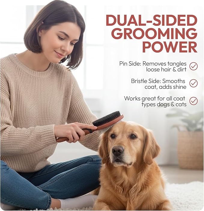PM Pet Grooming Tools for Dogs & Cats- Safe On Skin Easy To Use Dog Grooming Kit with Ergonomic, Non-Slip Handle– Includes Pet Nail Clippers, 2-in-1 Slicker Brush & Hand-Held Bath Brush- Paw Mountain