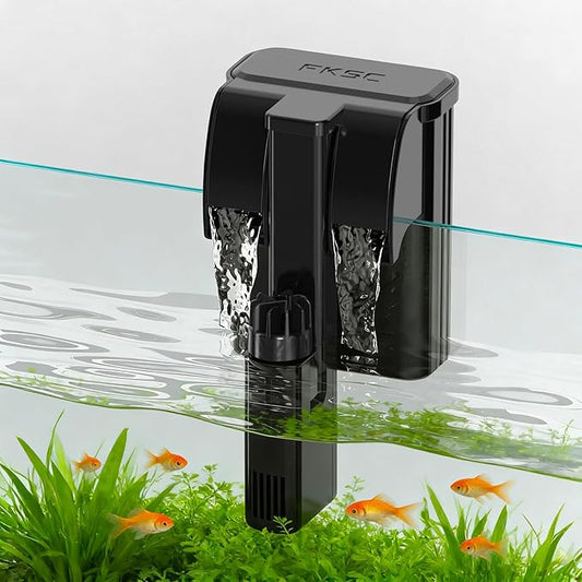 Hang On Back Aquarium Filter Up 20 Gallons Fish Tanks, 3-Stage Multi-Stage Filtration with Surface Skimmer, Ultra Quiet HOB Power Waterfall Filter for Freshwater