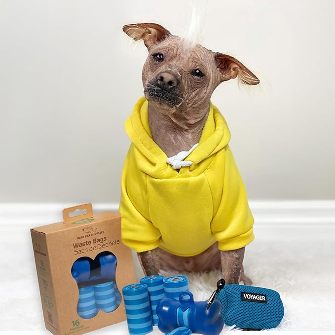 Best Pet Supplies Dog Poop Bags for Waste Refuse Cleanup, Doggy Roll Replacements for Outdoor Puppy Walking and Travel, Leak Proof and Tear Resistant, Thick Plastic - Blue Strips, 240 Bags